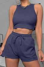 Load image into Gallery viewer, Round Neck Top and Drawstring Shorts Set
