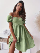 Load image into Gallery viewer, Full Size Ruffled Off-Shoulder Short Sleeve Dress
