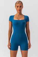 Load image into Gallery viewer, Square Neck Cap Sleeve Active Romper
