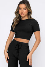 Load image into Gallery viewer, Round Neck Short Sleeve Top and Pants Set
