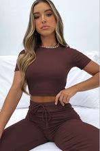 Load image into Gallery viewer, Round Neck Short Sleeve Top and Pants Set
