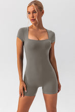 Load image into Gallery viewer, Square Neck Cap Sleeve Active Romper
