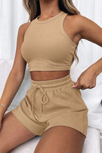 Load image into Gallery viewer, Round Neck Top and Drawstring Shorts Set
