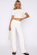 Load image into Gallery viewer, Round Neck Short Sleeve Top and Pants Set
