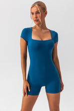 Load image into Gallery viewer, Square Neck Cap Sleeve Active Romper
