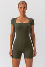 Load image into Gallery viewer, Square Neck Cap Sleeve Active Romper
