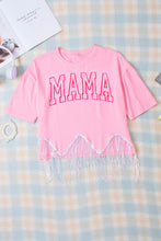 Load image into Gallery viewer, MAMA Sequin Fringe Round Neck T-Shirt
